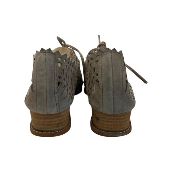 Jeffrey Campbell Womens 8.5 Wedge Sandal Espejo Taupe Grau Suede Lace Up - Picture 3 of 6